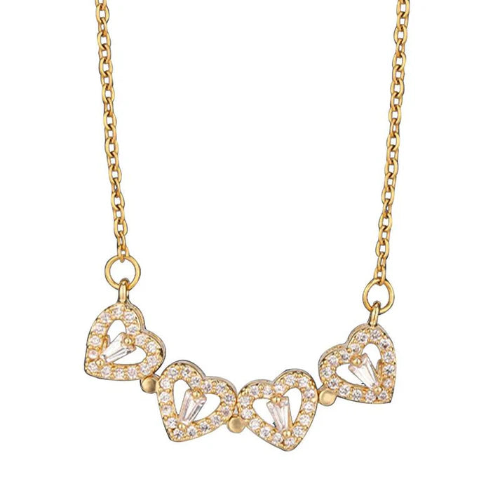 💖 Set Collar Trébol & Corazones 2 en 1 + Estuche con Rosa - Buena fortuna y Amor verdadero